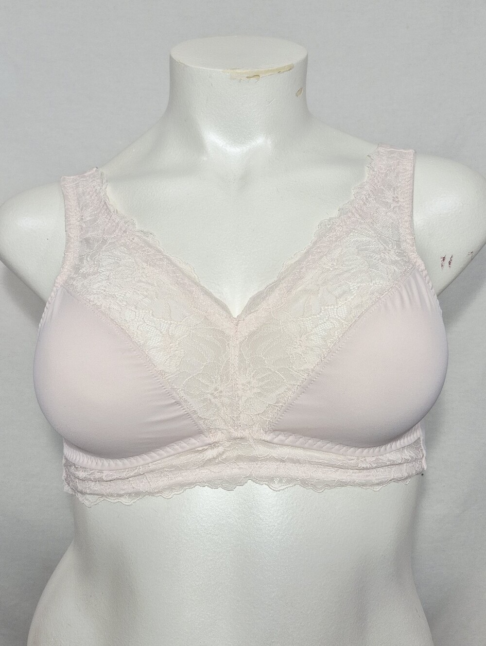 LARGE Breezies Soft Support Lace Wirefree Unlined‎ Bralette Pink
